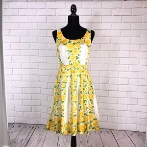Ann Taylor Loft Yellow Floral Fit & Flare Dress